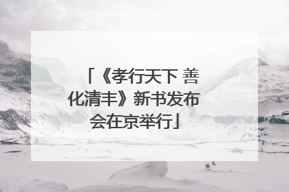 《孝行天下 善化清丰》新书发布会在京举行