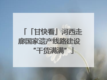「甘快看」河西走廊国家遗产线路建设“干货满满”