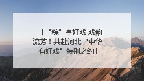“粽”享好戏 戏韵流芳！共赴河北“中华有好戏”特别之约