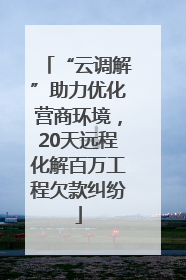 “云调解”助力优化营商环境，20天远程化解百万工程欠款纠纷