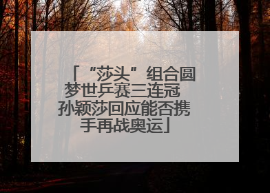 “莎头”组合圆梦世乒赛三连冠 孙颖莎回应能否携手再战奥运