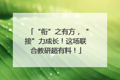 “衔”之有方，“接”力成长！这场联合教研超有料！