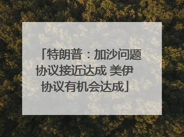 特朗普：加沙问题协议接近达成 美伊协议有机会达成