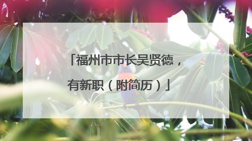 福州市市长吴贤德，有新职（附简历）