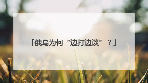 俄乌为何“边打边谈”？