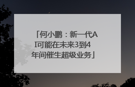 何小鹏：新一代AI可能在未来3到4年间催生超级业务