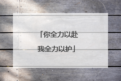 你全力以赴 我全力以护