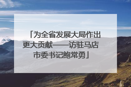 为全省发展大局作出更大贡献——访驻马店市委书记鲍常勇