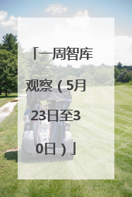 一周智库观察（5月23日至30日）