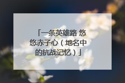 一条英雄路 悠悠赤子心（地名中的抗战记忆）