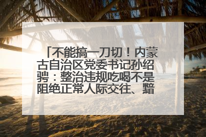 不能搞一刀切！内蒙古自治区党委书记孙绍骋：整治违规吃喝不是阻绝正常人际交往、黯淡人间烟火