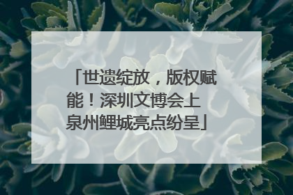 世遗绽放，版权赋能！深圳文博会上 泉州鲤城亮点纷呈