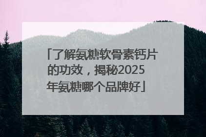 了解氨糖软骨素钙片的功效，揭秘2025年氨糖哪个品牌好