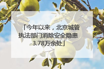 今年以来，北京城管执法部门消除安全隐患3.78万余处