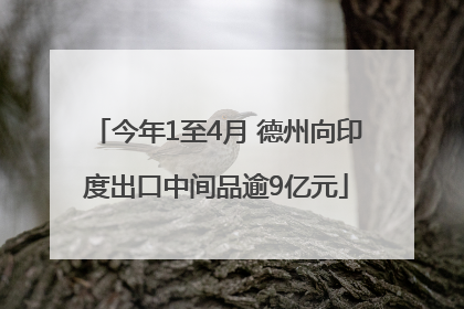 今年1至4月 德州向印度出口中间品逾9亿元