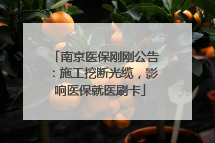 南京医保刚刚公告：施工挖断光缆，影响医保就医刷卡