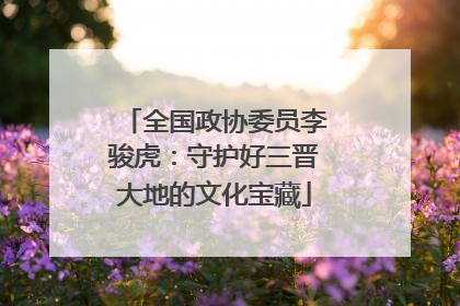 全国政协委员李骏虎：守护好三晋大地的文化宝藏