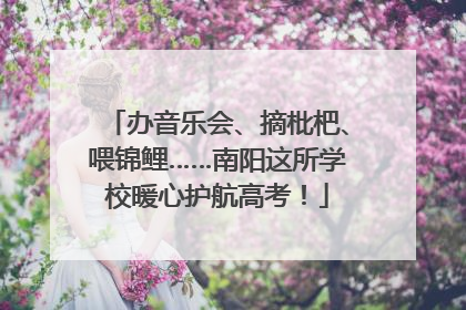 办音乐会、摘枇杷、喂锦鲤……南阳这所学校暖心护航高考！