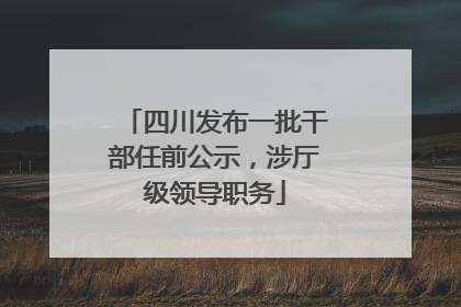 四川发布一批干部任前公示，涉厅级领导职务