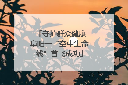 守护群众健康 阜阳一“空中生命线”首飞成功