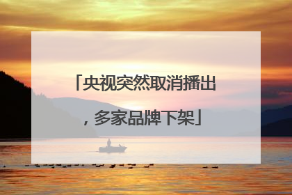 央视突然取消播出，多家品牌下架