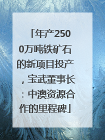 年产2500万吨铁矿石的新项目投产，宝武董事长：中澳资源合作的里程碑