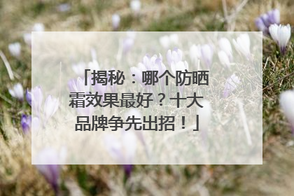 揭秘：哪个防晒霜效果最好？十大品牌争先出招！