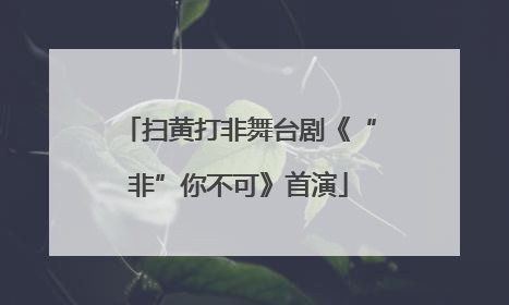 扫黄打非舞台剧《“非”你不可》首演