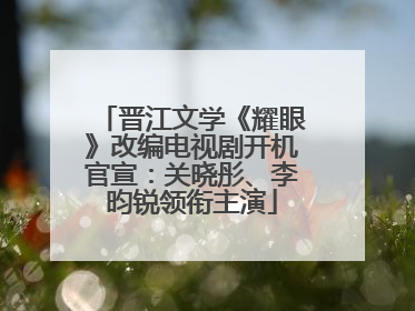 晋江文学《耀眼》改编电视剧开机官宣：关晓彤、李昀锐领衔主演