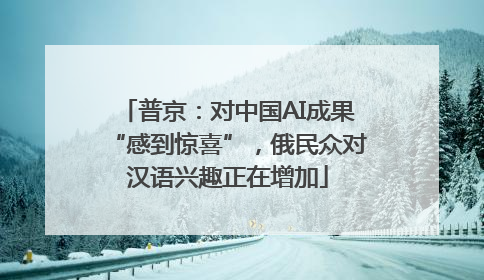 普京：对中国AI成果“感到惊喜”，俄民众对汉语兴趣正在增加