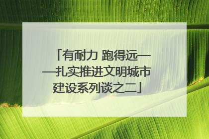 有耐力 跑得远——扎实推进文明城市建设系列谈之二