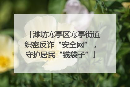 潍坊寒亭区寒亭街道织密反诈“安全网”，守护居民“钱袋子”