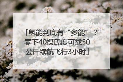 氢能到底有“多能”？零下40摄氏度可载50公斤续航飞行3小时