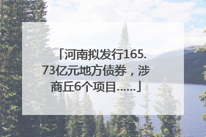 河南拟发行165.73亿元地方债券，涉商丘6个项目……