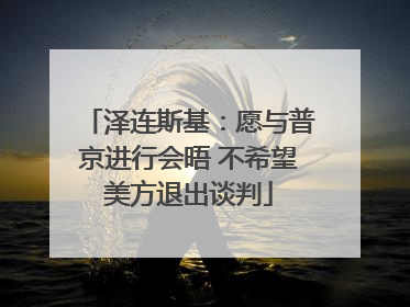 泽连斯基：愿与普京进行会晤 不希望美方退出谈判