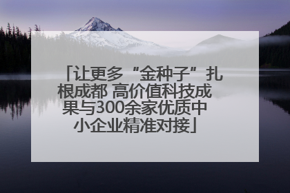 让更多“金种子”扎根成都 高价值科技成果与300余家优质中小企业精准对接