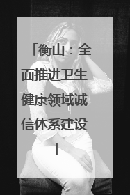 衡山：全面推进卫生健康领域诚信体系建设