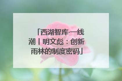 西湖智库·一线潮丨明文彪：创新雨林的制度密码