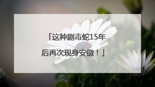 这种剧毒蛇15年后再次现身安徽！