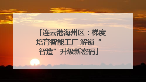 连云港海州区：梯度培育智能工厂 解锁“智造”升级新密码