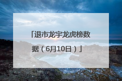 退市龙宇龙虎榜数据（6月10日）