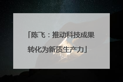 陈飞：推动科技成果转化为新质生产力