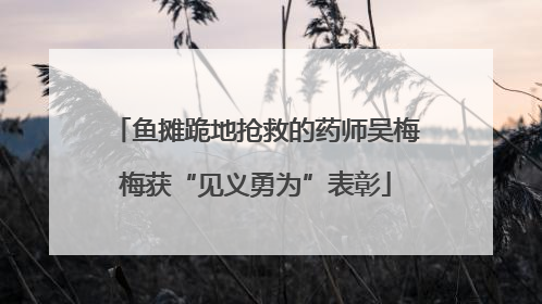鱼摊跪地抢救的药师吴梅梅获“见义勇为”表彰